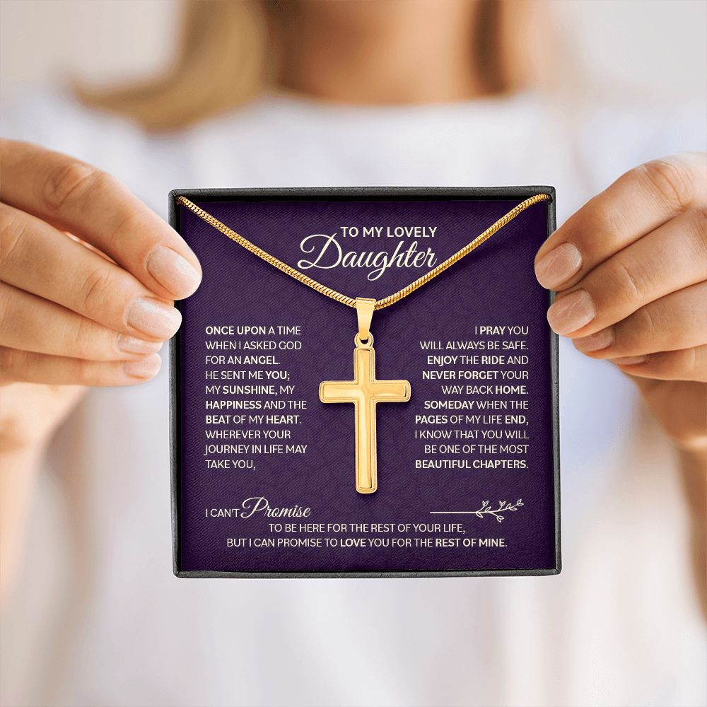 Personalized Cross Necklace with Snake Chain for Daughter - Mother's Day Gift