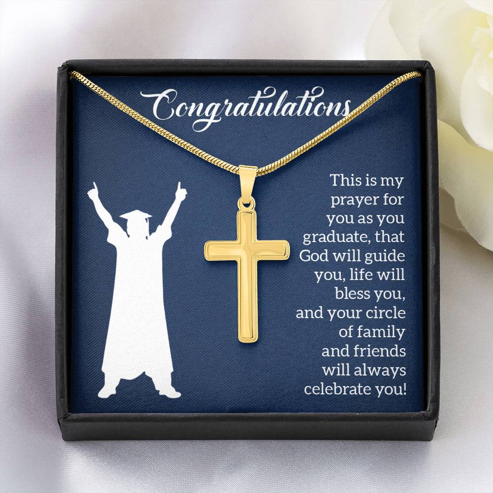 Personalized Cross Necklace with Snake Chain - Graduation, Religion, This Is My Prayer