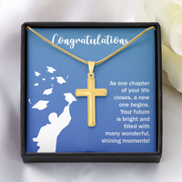 Personalized Cross Necklace with Snake Chain - Graduation, Congratulations