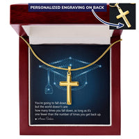Personalized Cross Necklace with Snake Chain - Graduation, You Get Back Up