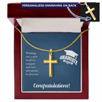 Personalized Cross Necklace with Snake Chain - Gift For Him, Son, Grandson, Wishing You A New Word