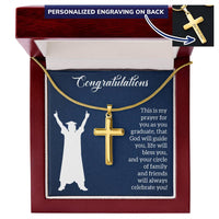 Personalized Cross Necklace with Snake Chain - Graduation, Religion, This Is My Prayer