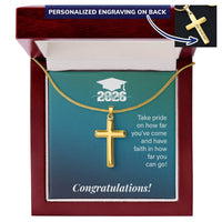 Personalized Cross Necklace with Snake Chain - Gift For Son, Grandson, Great Grandson