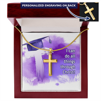 Personalized Cross Necklace with Ball Chain - Graduation, Religion, I Can Do All Things