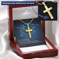 Personalized Cross Necklace with Snake Chain - Graduation, You Get Back Up