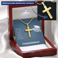 Personalized Cross Necklace with Snake Chain - Gift For Him, Son, Grandson, Wishing You A New Word