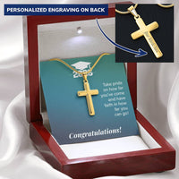 Personalized Cross Necklace with Snake Chain - Gift For Son, Grandson, Great Grandson