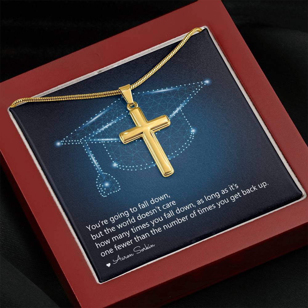 Personalized Cross Necklace with Snake Chain - Graduation, You Get Back Up