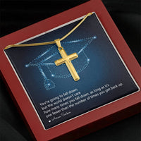 Personalized Cross Necklace with Snake Chain - Graduation, You Get Back Up