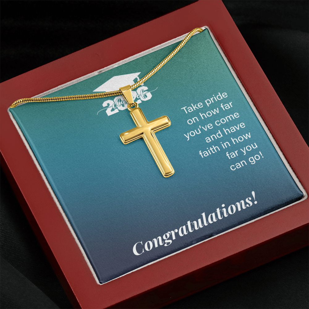 Personalized Cross Necklace with Snake Chain - Gift For Son, Grandson, Great Grandson