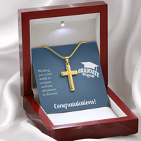Personalized Cross Necklace with Snake Chain - Gift For Him, Son, Grandson, Wishing You A New Word