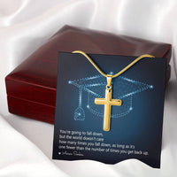 Personalized Cross Necklace with Snake Chain - Graduation, You Get Back Up