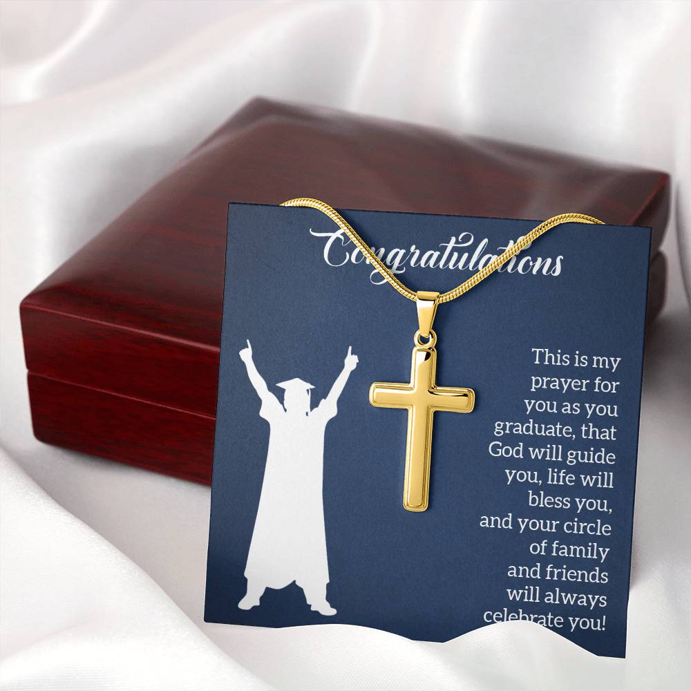 Personalized Cross Necklace with Snake Chain - Graduation, Religion, This Is My Prayer