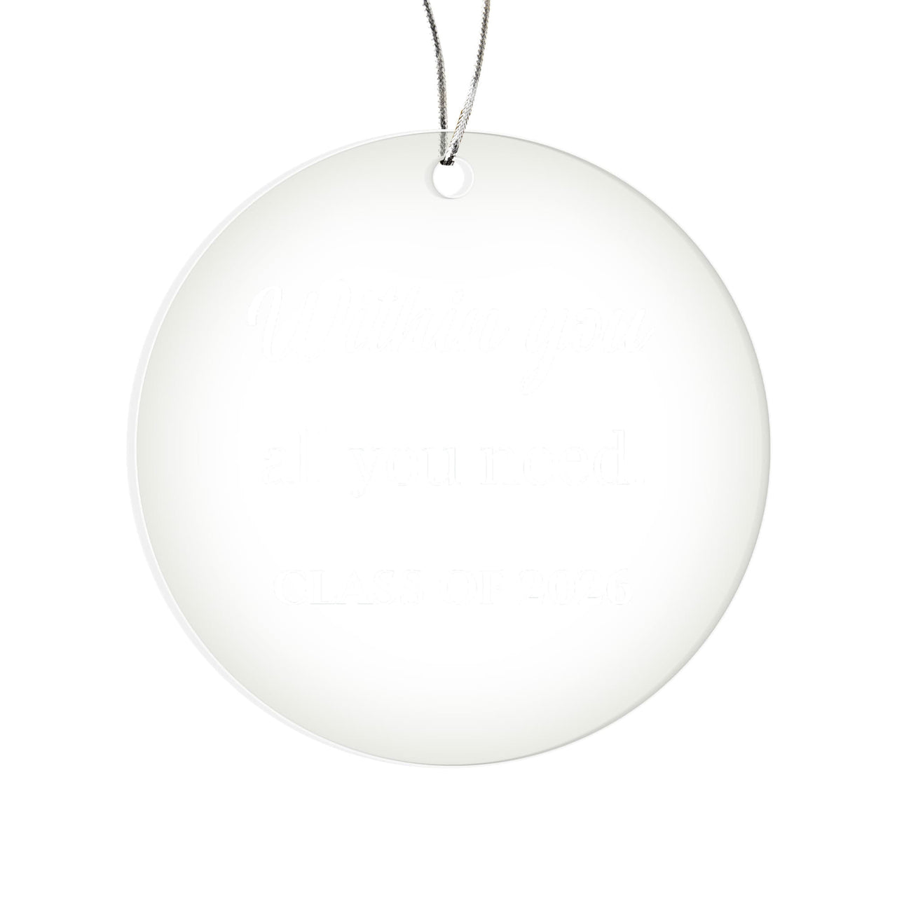 Acrylic Circle Ornament - Graduation - white