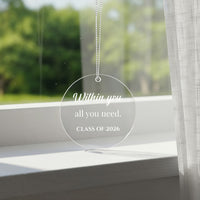 Acrylic Circle Ornament - Graduation - white