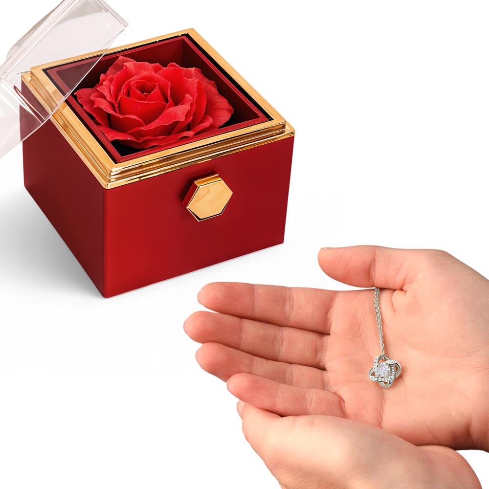 Love Knot with Rotating Rose Gift Box - Mother's Day Gift for Her