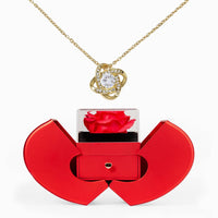 Love Knot Necklace with Red Heart Rose Box