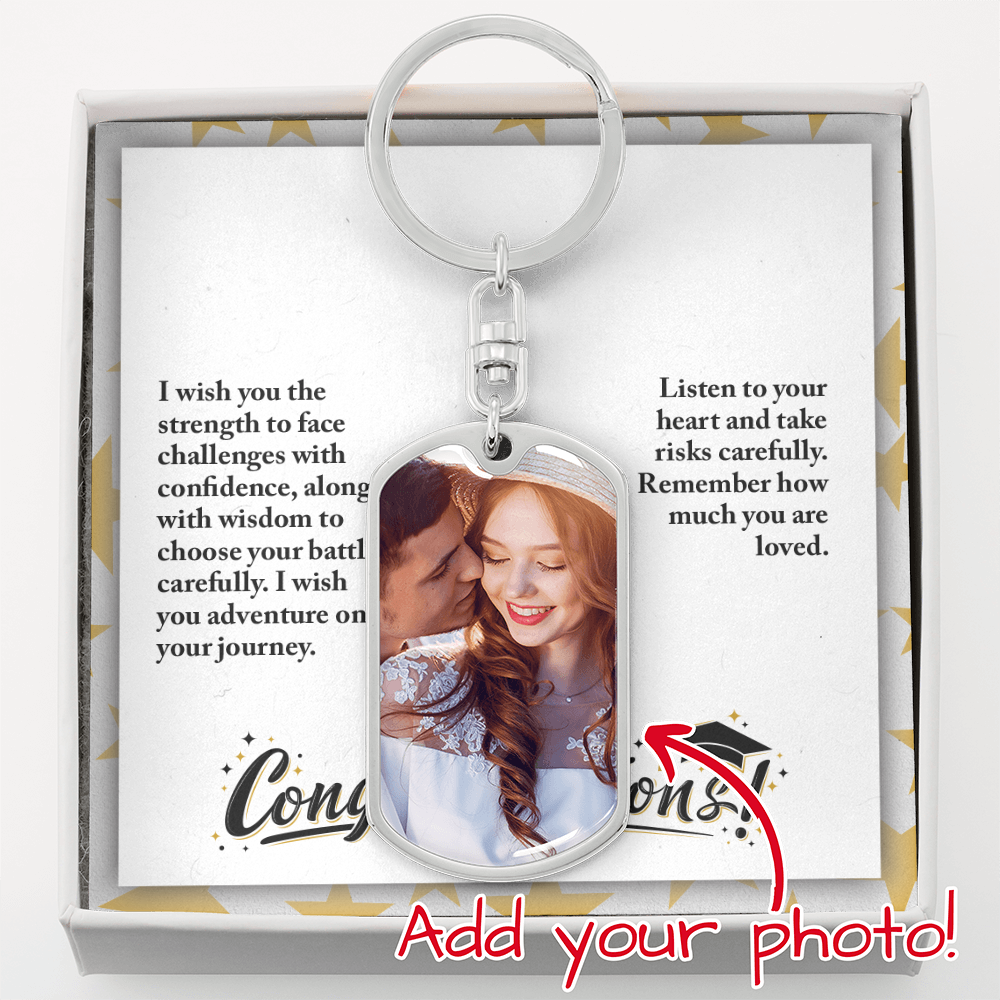Buyer Upload Graphic Dog Tag Keychain - Graduation, Religion, I Wish You The Strength