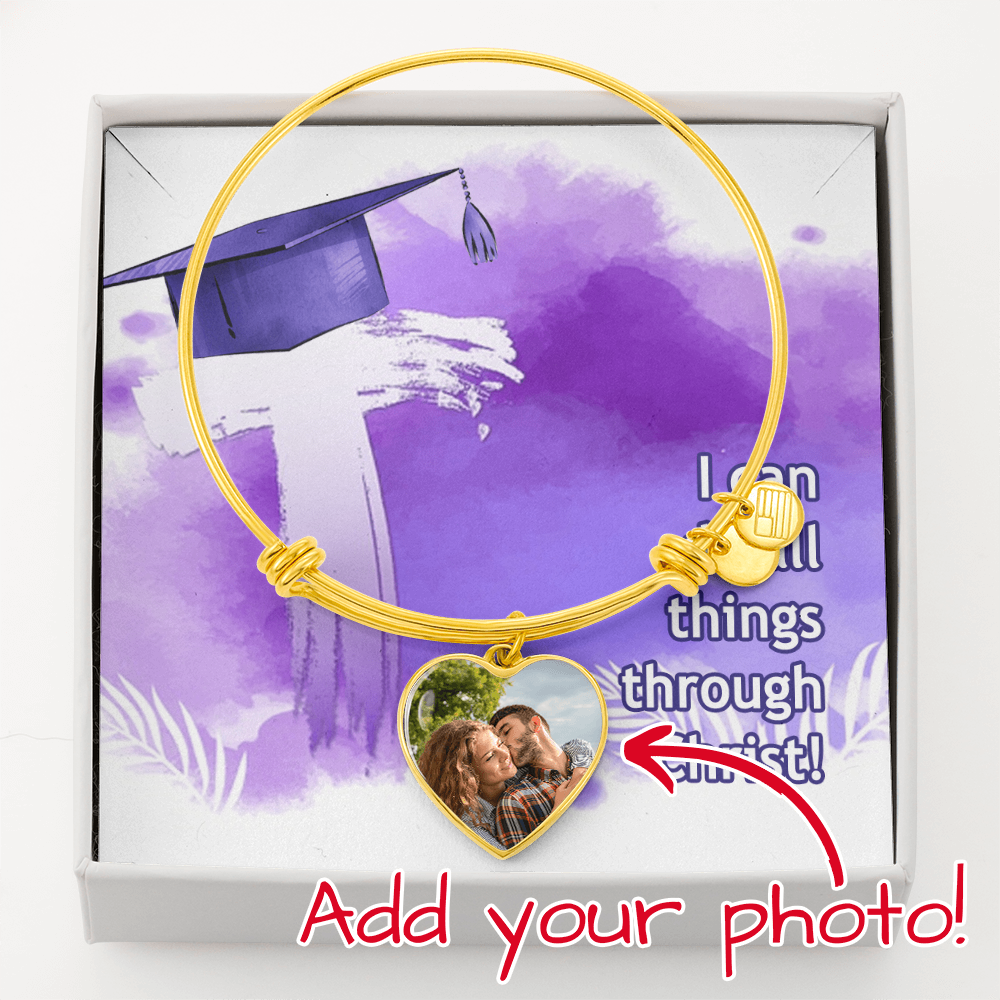 Buyer Upload Luxury Heart Bangle - Graduation, Religion, I Can Do All Things