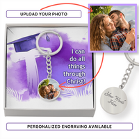 Buyer Upload Graphic Circle Keychain - Graduation, Religion, I Can Do All Things