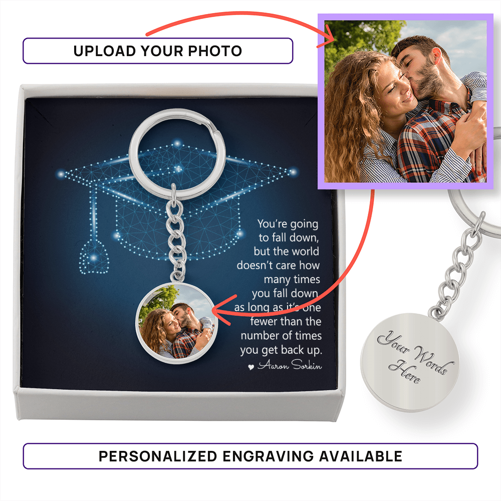 Buyer Upload Graphic Circle Keychain - Graduation, You Get Back Up