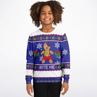 Bite Me - Athletic Kids/Youth Ugly Christmas Sweater - TreasuredTale