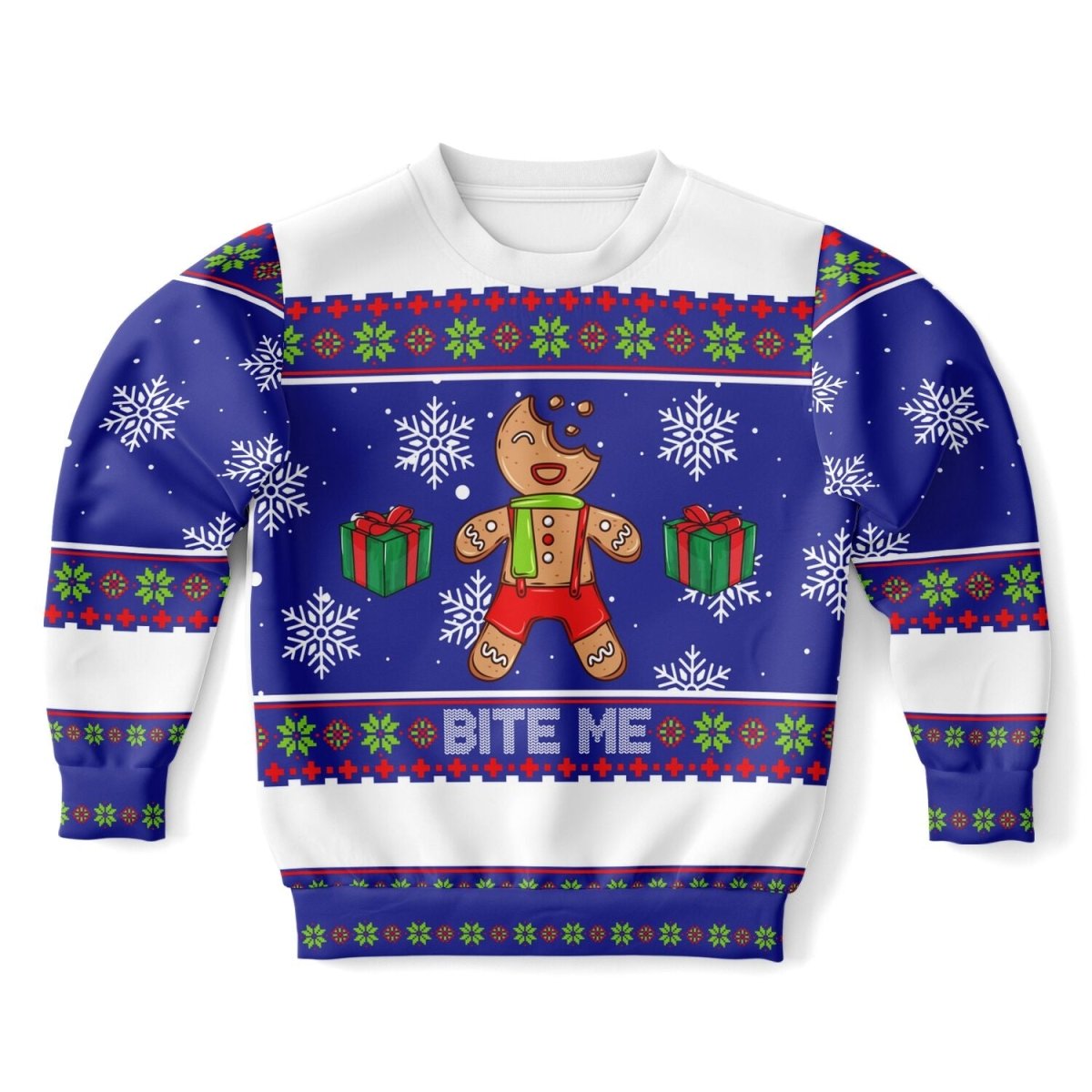 Bite Me - Athletic Kids/Youth Ugly Christmas Sweater - TreasuredTale