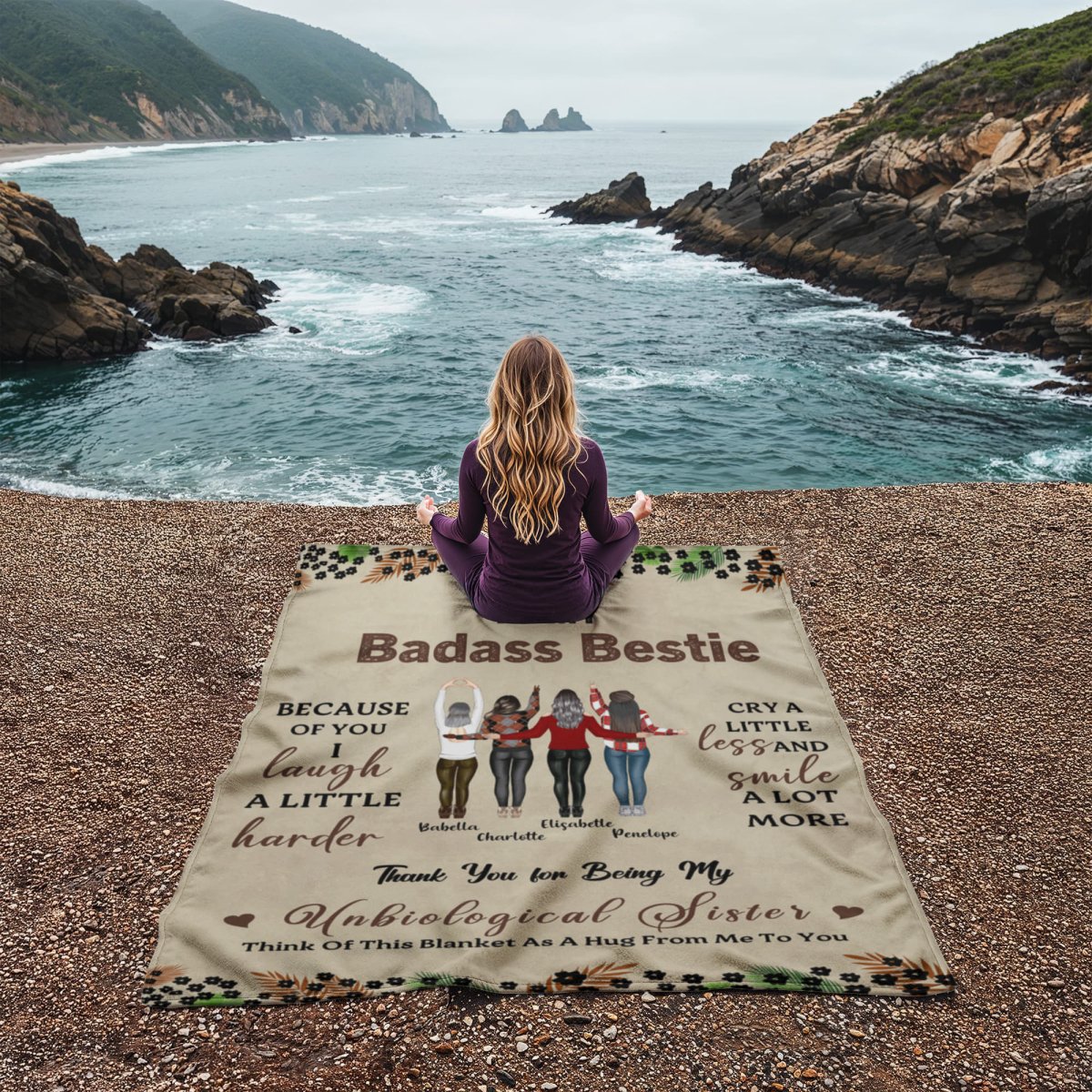 Coral Fleece Blanket Portrait (3:4) - Unbiological Sister - TreasuredTale