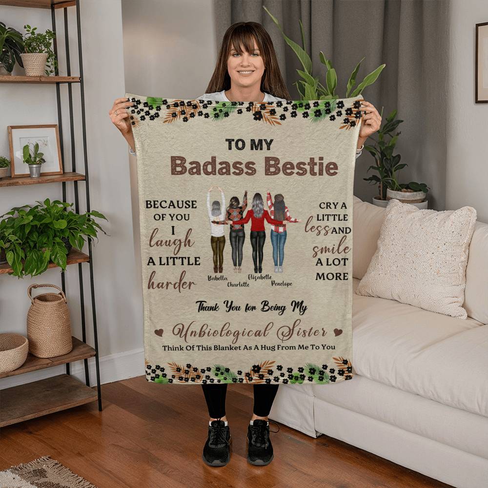 Coral Fleece Blanket Portrait (3:4) - Unbiological Sister - TreasuredTale