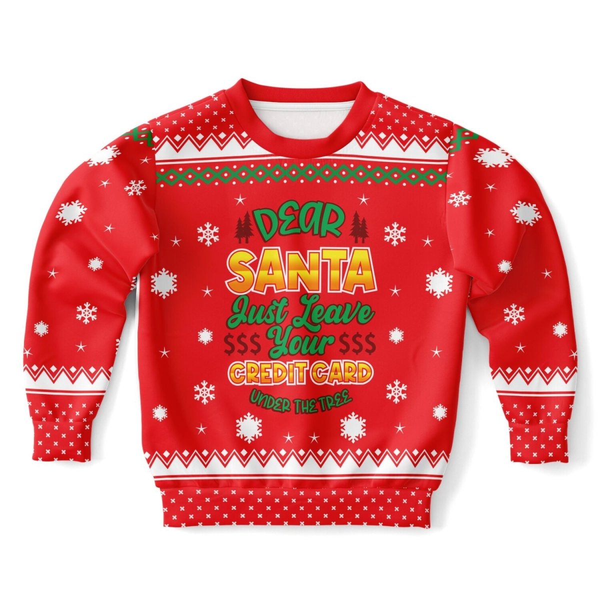 Credit Card - Athletic Kids/Youth Funny Ugly Christmas Sweater - TreasuredTale