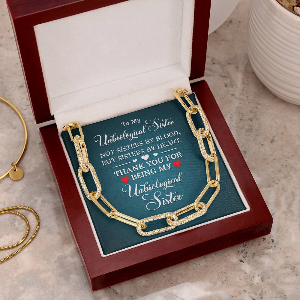 CZ Paperclip Chain Necklace - Unbiological Sister - TreasuredTale