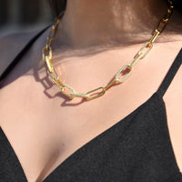 CZ Paperclip Chain Necklace - Unbiological Sister - TreasuredTale