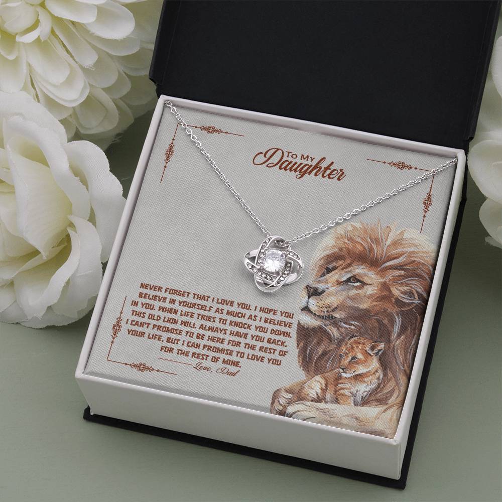 Dad to Daughter Love Knot Necklace – Lion Bond of Strength - TreasuredTale