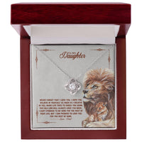 Dad to Daughter Love Knot Necklace – Lion Bond of Strength - TreasuredTale