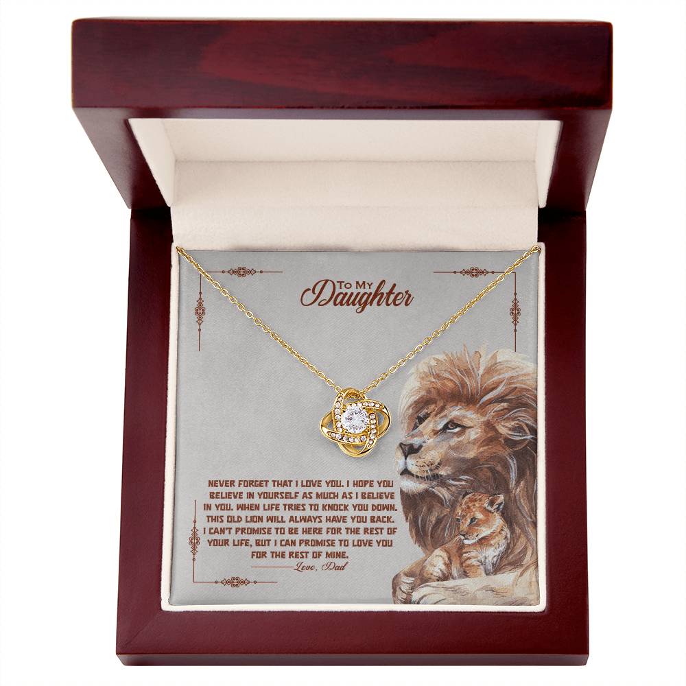 Dad to Daughter Love Knot Necklace – Lion Bond of Strength - TreasuredTale