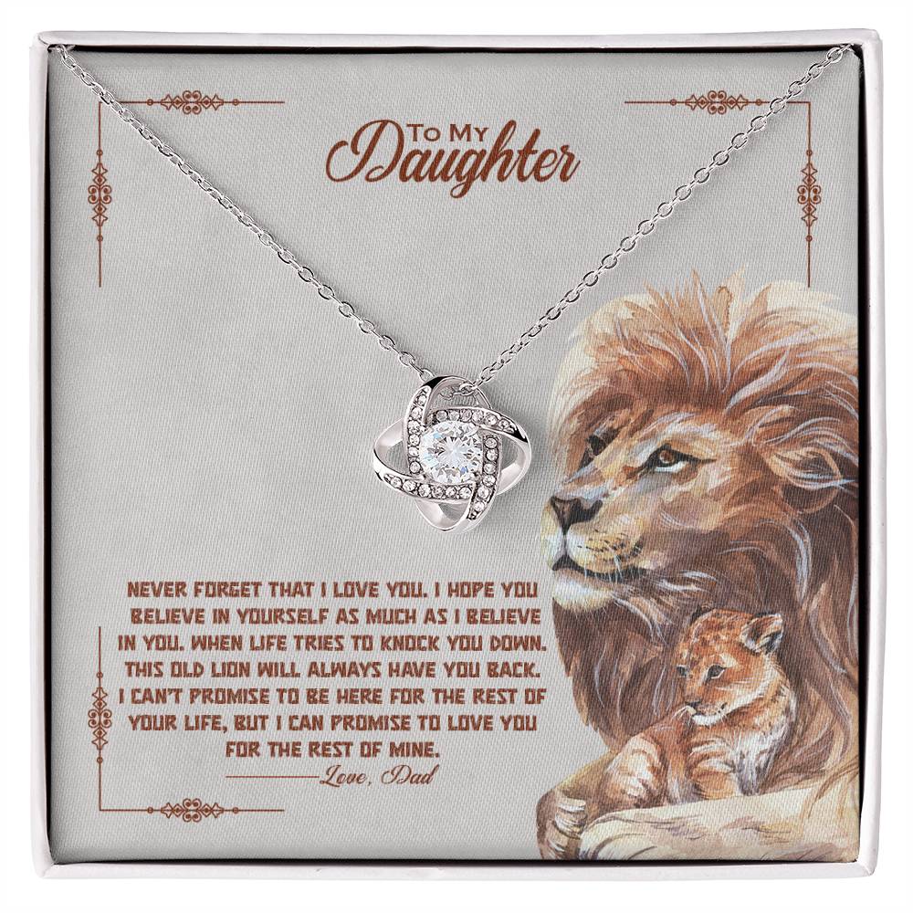 Dad to Daughter Love Knot Necklace – Lion Bond of Strength - TreasuredTale