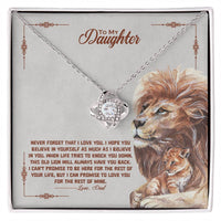 Dad to Daughter Love Knot Necklace – Lion Bond of Strength - TreasuredTale