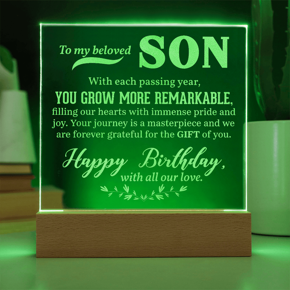 Engraved Acrylic Square Plaque - To My Beloved Son - TreasuredTale