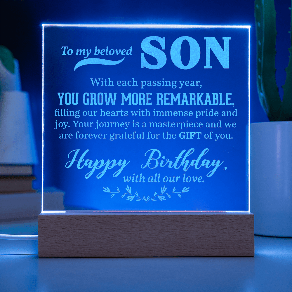 Engraved Acrylic Square Plaque - To My Beloved Son - TreasuredTale