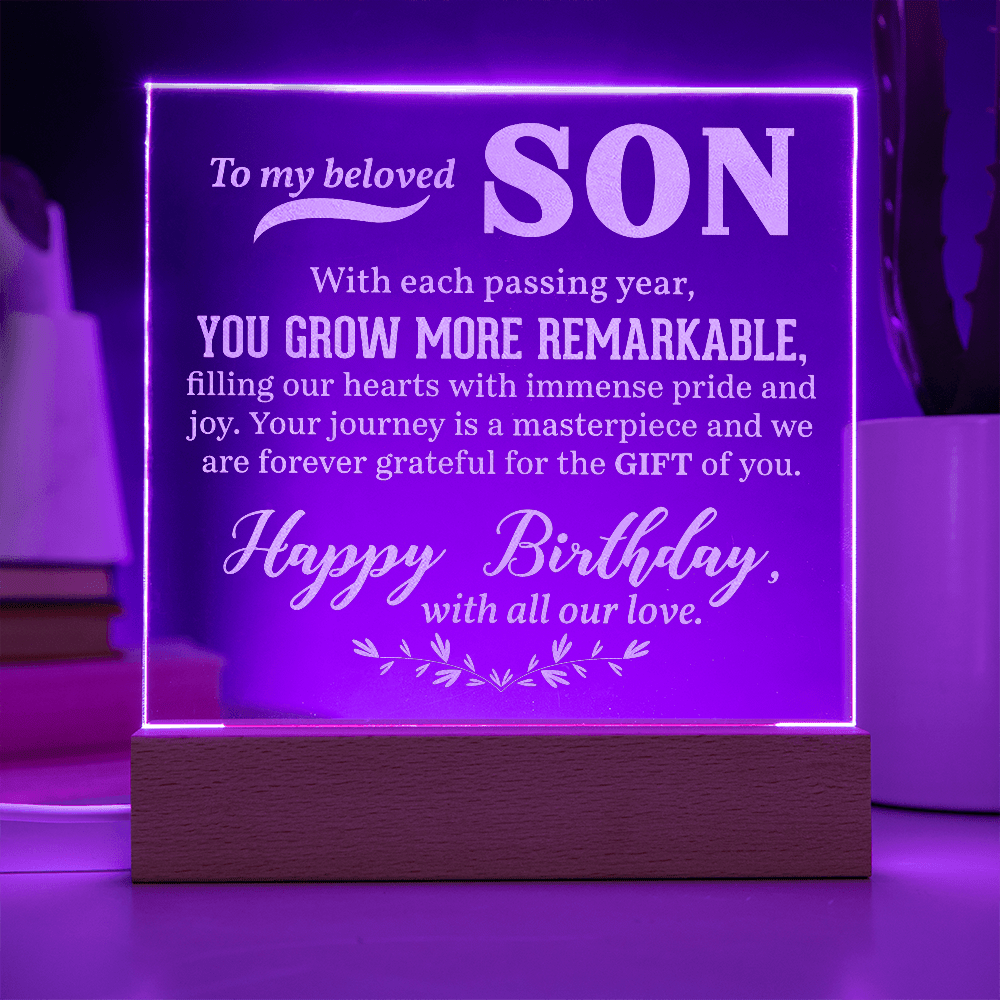 Engraved Acrylic Square Plaque - To My Beloved Son - TreasuredTale