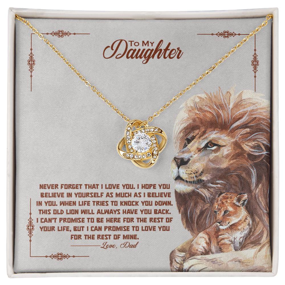 Dad to Daughter Love Knot Necklace – Lion Bond of Strength - TreasuredTale