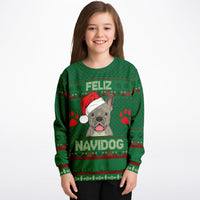 Feliz Navidog - French Bulldog - Athletic Kids/Youth Ugly Christmas Sweater - TreasuredTale