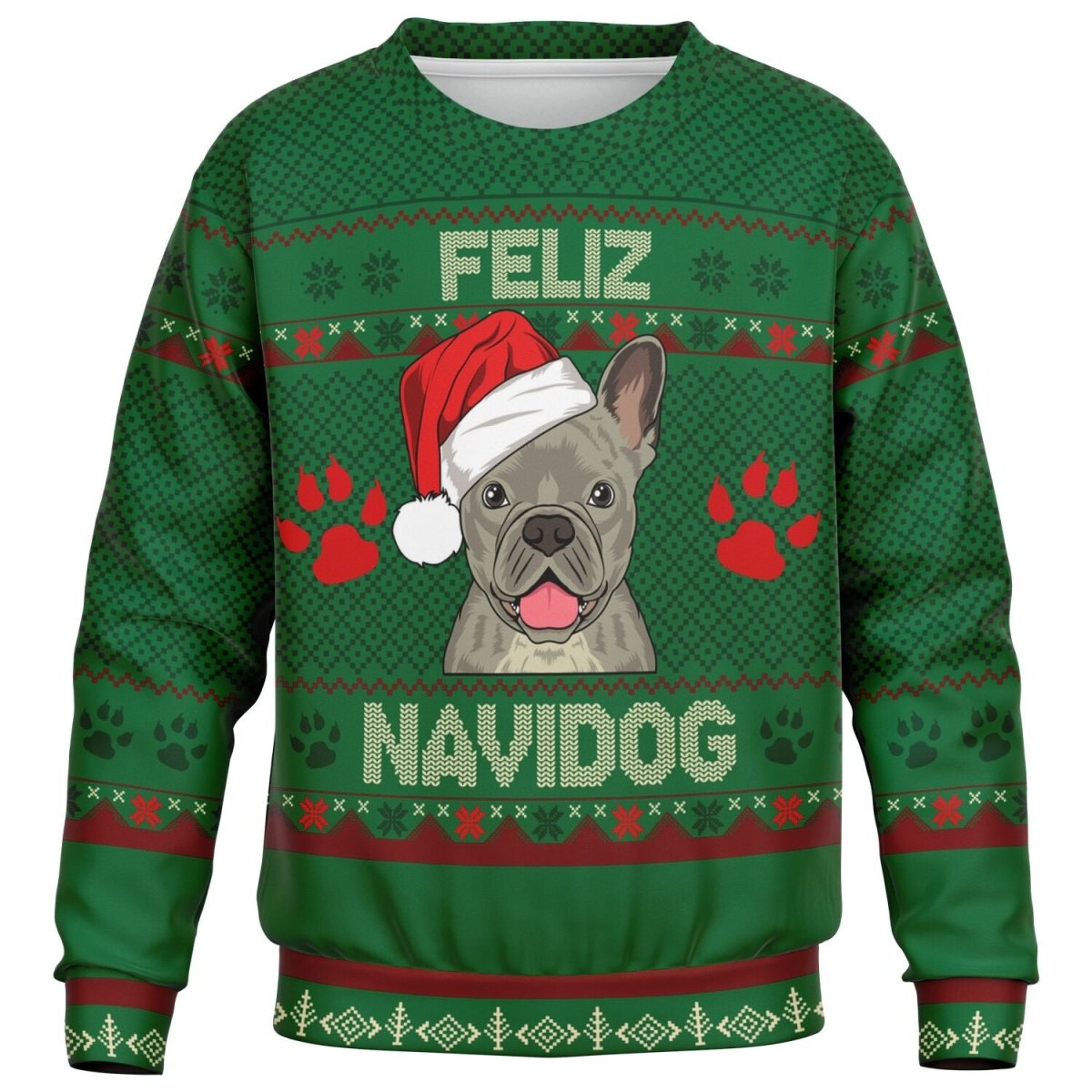 Feliz Navidog - French Bulldog - Athletic Kids/Youth Ugly Christmas Sweater - TreasuredTale