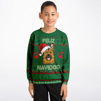 Feliz Navidog - German Shepherd - Athletic Kids/Youth Ugly Christmas Sweater - TreasuredTale