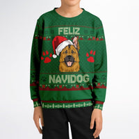 Feliz Navidog - German Shepherd - Athletic Kids/Youth Ugly Christmas Sweater - TreasuredTale