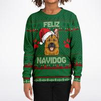 Feliz Navidog - German Shepherd - Athletic Kids/Youth Ugly Christmas Sweater - TreasuredTale