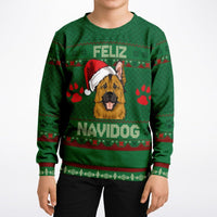 Feliz Navidog - German Shepherd - Athletic Kids/Youth Ugly Christmas Sweater - TreasuredTale