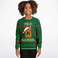 Feliz Navidog - German Shepherd - Athletic Kids/Youth Ugly Christmas Sweater - TreasuredTale