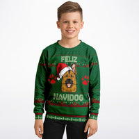 Feliz Navidog - German Shepherd - Athletic Kids/Youth Ugly Christmas Sweater - TreasuredTale