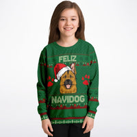 Feliz Navidog - German Shepherd - Athletic Kids/Youth Ugly Christmas Sweater - TreasuredTale